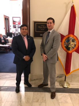 Johnny Quispe with Rutgers grad Wesley Brooks, legislative assistant to Sen. Rubio. Both Johnny Quispe’16 and Wesley Brook ‘10 are former Eagleton Fellows and both from the Graduate Program of Ecology and Evolution.