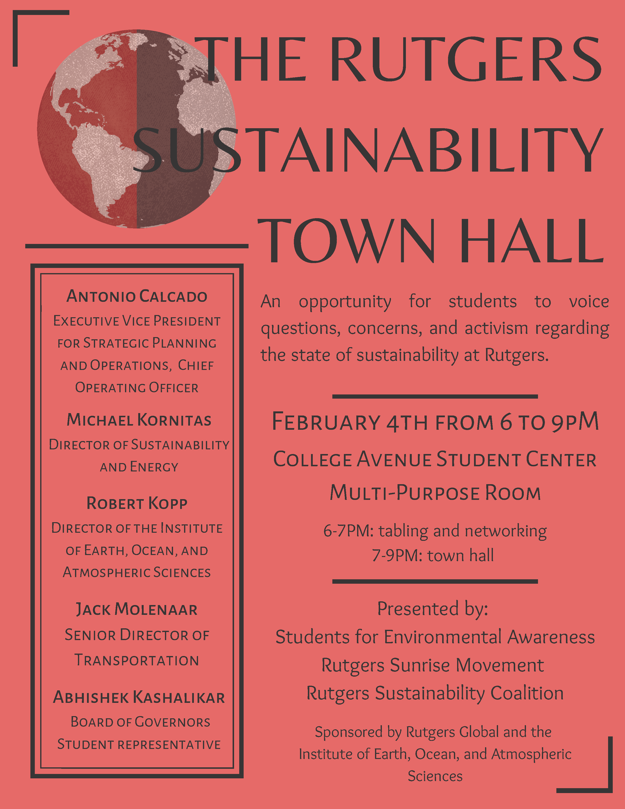 Sustainability Town Hall flyer