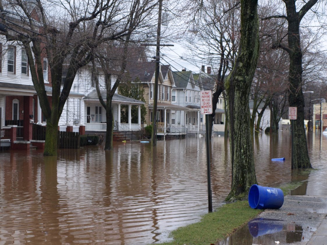 A flooded neighborhood in Bound Brook, NJ after a Noreaster dumped several inches of rain over the area in March of 2010. Photo by Matt Drews