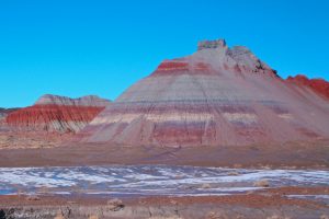 The colorful banded Tepees are part of the Blue Mesa Member, a geological feature about 220 million to 225 million years old in the Chinle Formation in Petrified Forest National Park in Arizona. Photo: NPS