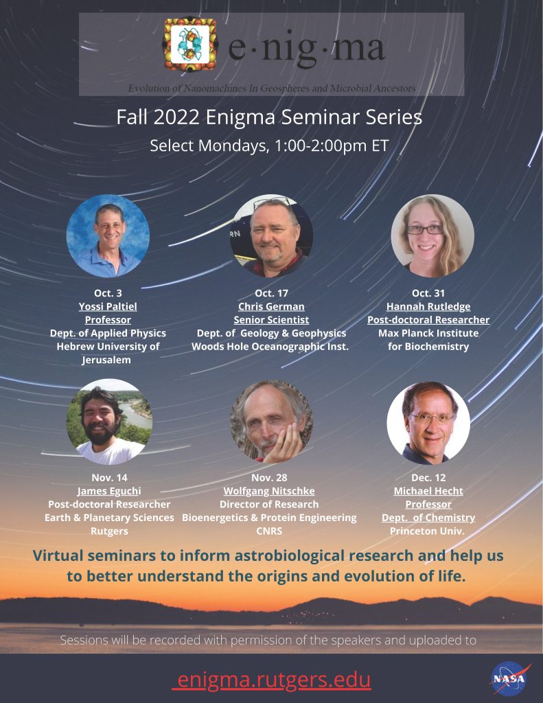 Fall 2022 Enigma Seminar Series Flyer