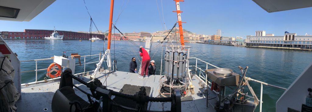 readying the research vessel in Naples harbor