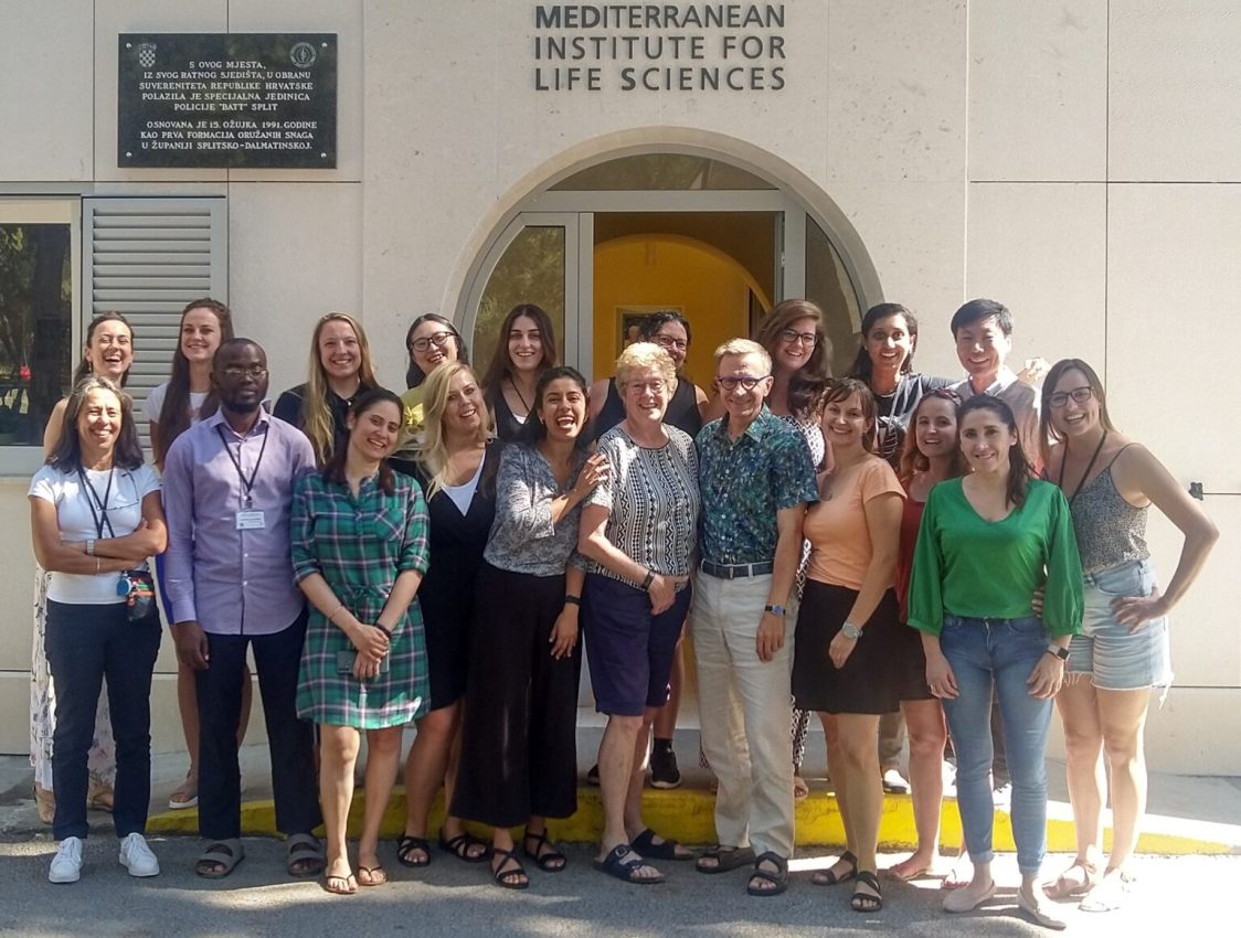 Max Häggblom (front row, second from right) and Hilary Lappin-Scott of Cardiff University (third from right), served as co-directors of the 2022 FEMS Summer School for Postdocs held at the Mediterranean Institute for Life Sciences in Split, Croatia.